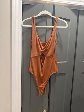 Abercrombie & Fitch Rust Orange Draped Cutout Bodysuit